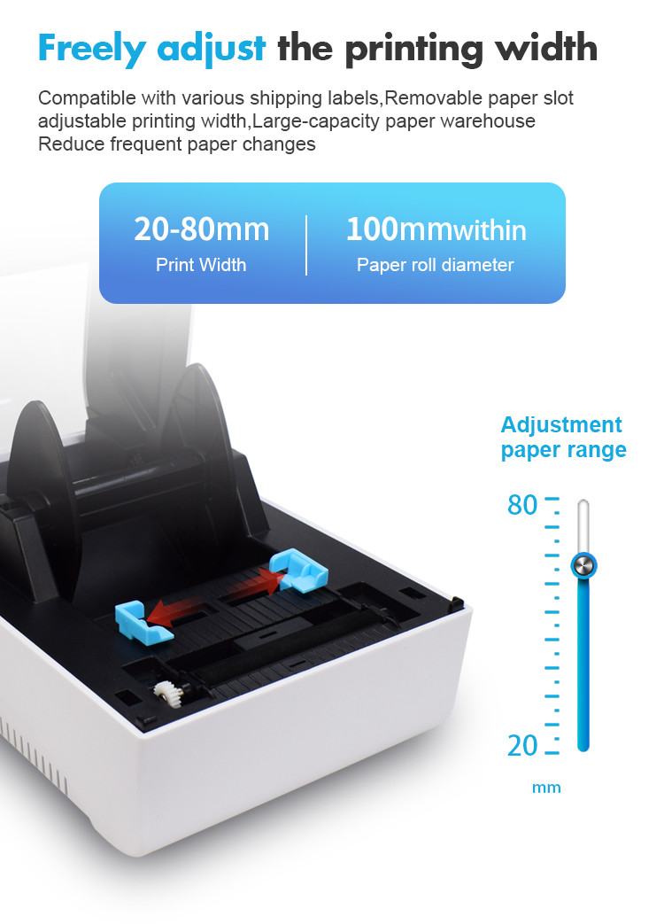 White 80mm Label Thermal Printer Ethernet USB Bluetooth Optional