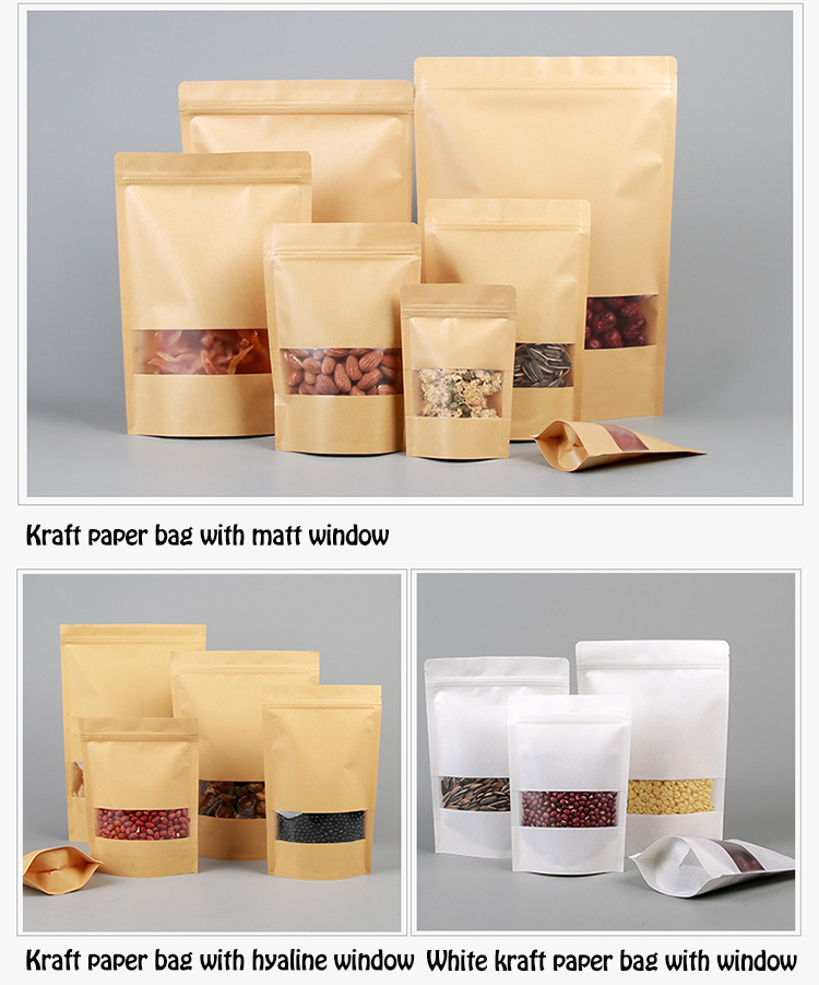 Matt Laminated Ziplock White Kraft Paper Food Pouches For Coffee Packaging
