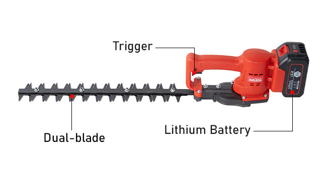21V Lithium Battery Cordless Hedge Trimmer 1500rpm Power Hedge Clippers