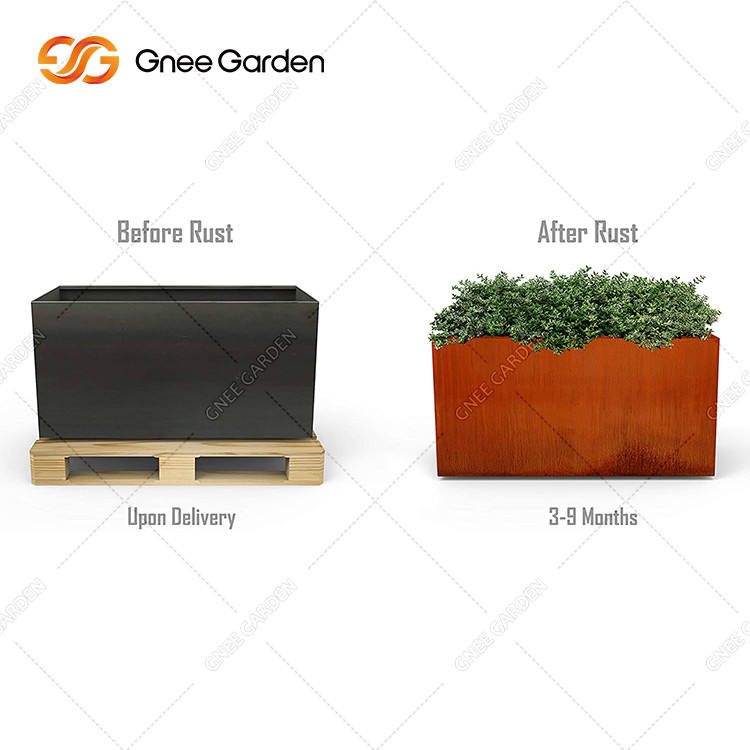 Geometric Corten Steel Flower Pot Large Planter Outdoor Metal Planter