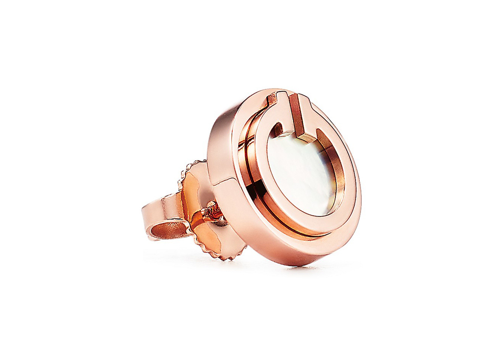 2.37g Rose Gold Mother Of Pearl Earrings , Mother Of Pearl Stud 9.65mm Size
