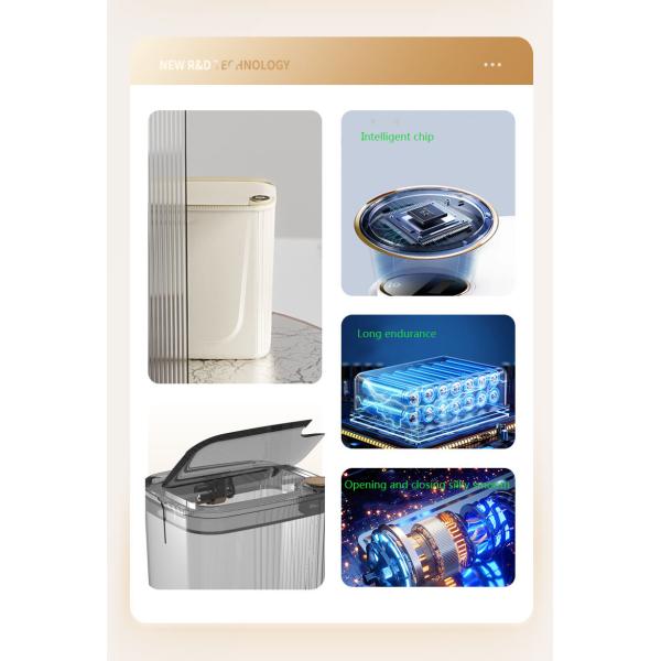 Three Induction Modes IPX5 Waterproof 20L Large Capacity Intelligent Electronic Motion Induction Garbage Can