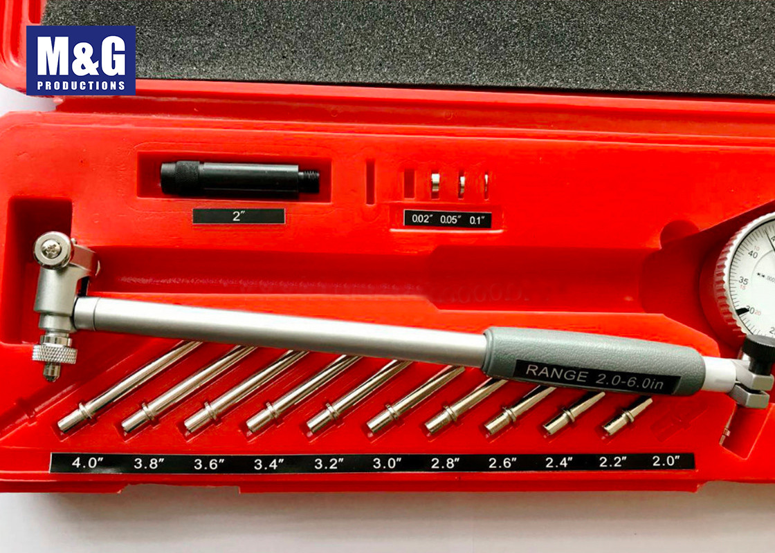 Adjustable Precision Instruments Gauges Dial Bore Gage Chrome Plated Handle 2-6" Grad 0.0005" Dia Bore Gauge Set