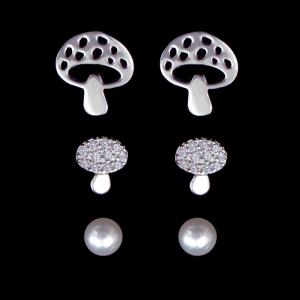 Buy cheap Cute Mushroom Earrings Set 3 In 1 Silver Accessory For Anniversary product