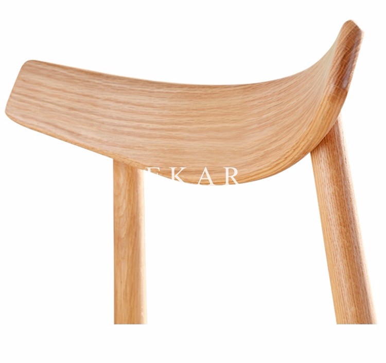 Modern Nordic Designs Furniture No Arm Oak Wooden With Seating Cushion Fabric Dining Chair