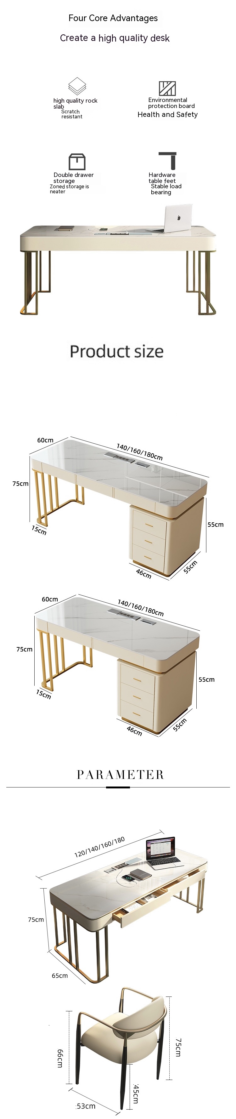 Marbre Office Furniture L Shaped Executive Office Table for Commercial Furniture