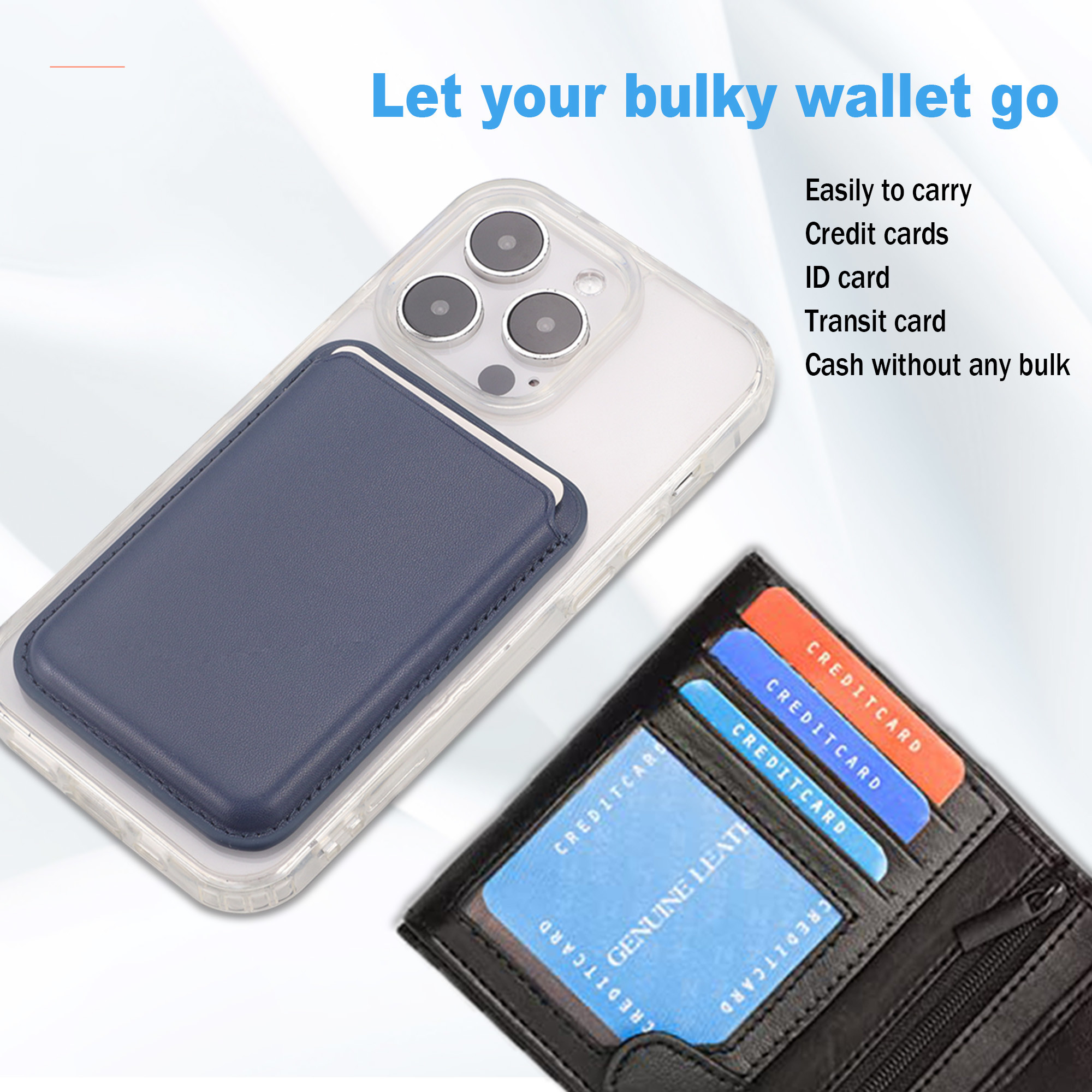 Custom Slim Magsafe Wallet Card Holder For Mobile Phone