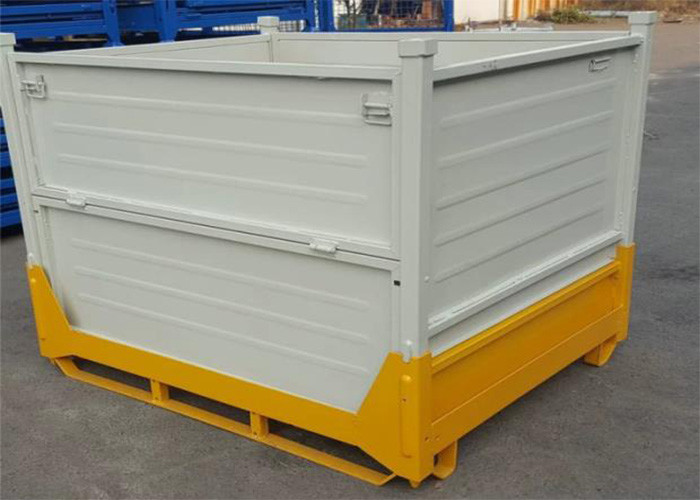 Stacking Corrugated Steel Containers Pallet Box Storage Bins 1200kg
