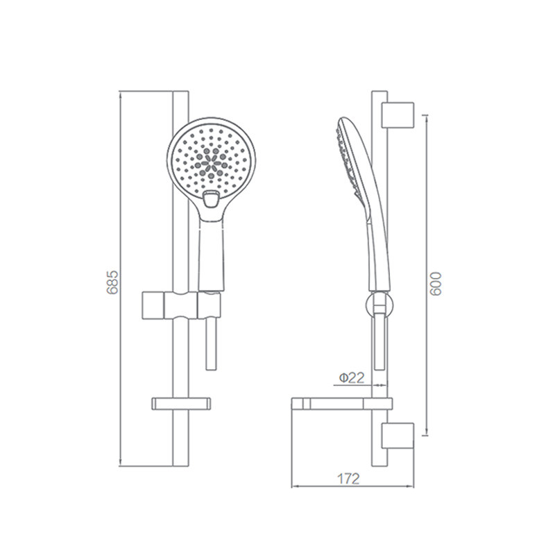Chrome Hand Shower Slide Bar 3 Function Wall-mounted Bath Brass Shower Faucet Modern Style