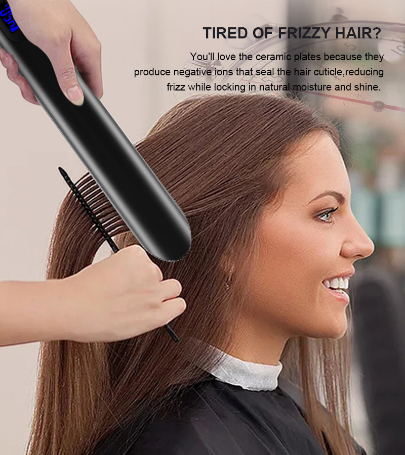 Ceramic Tourmaline Titanium Dual Voltage Infrared Flat Iron 2 In 1 Straightener