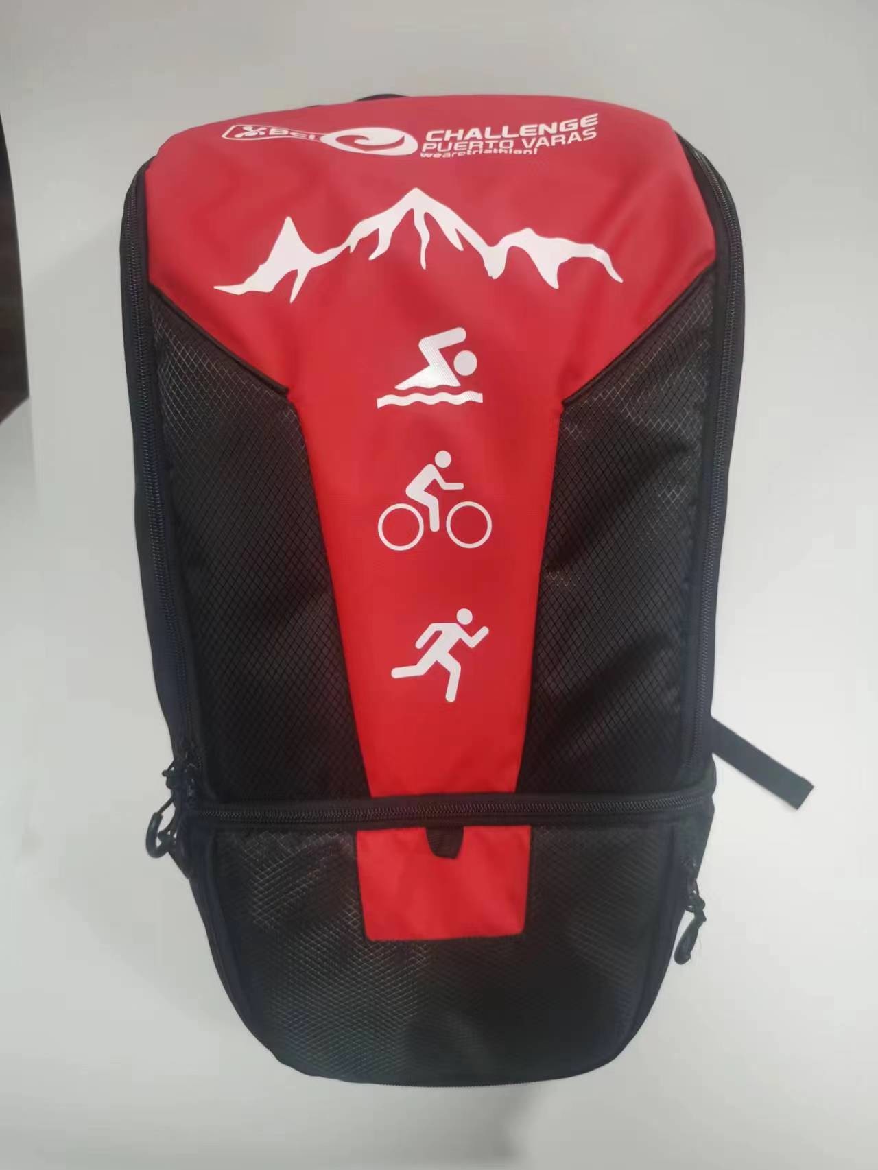 Detachable Bike Helmet Backpack Bag Red With Dry / Wet Separation