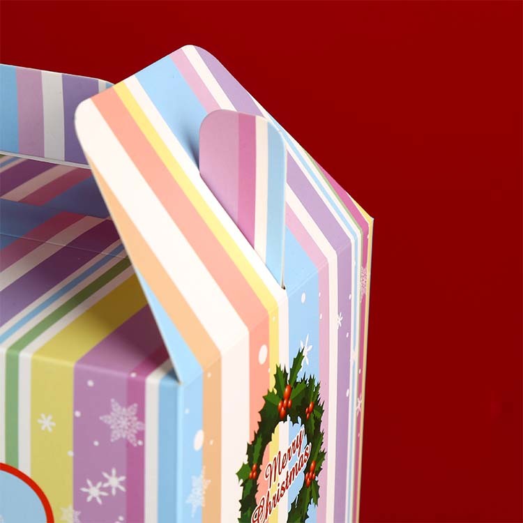 Paper custom packaging design Christmas Boxes Candy Cake Box Birthday Party Favor Goodie Gift Bag with Handle