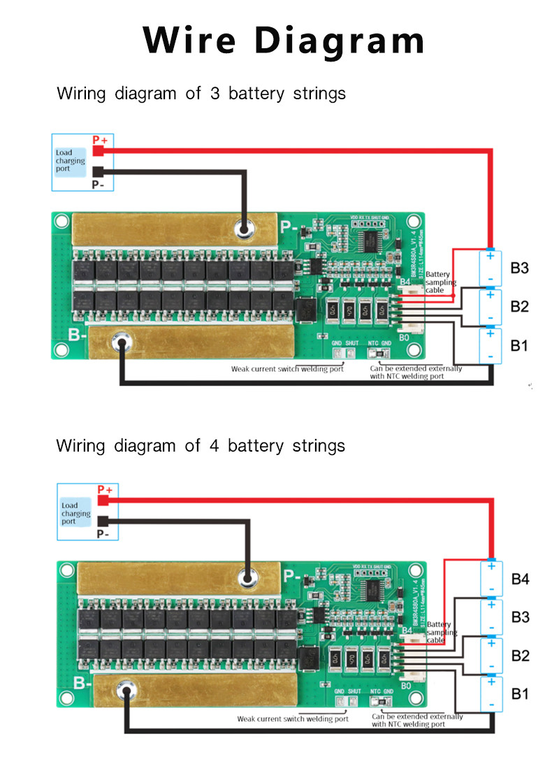 Enerkey LTO 4s 12.75v 5-80A Lithium Battery Pack BMS With Passive Balancing Function