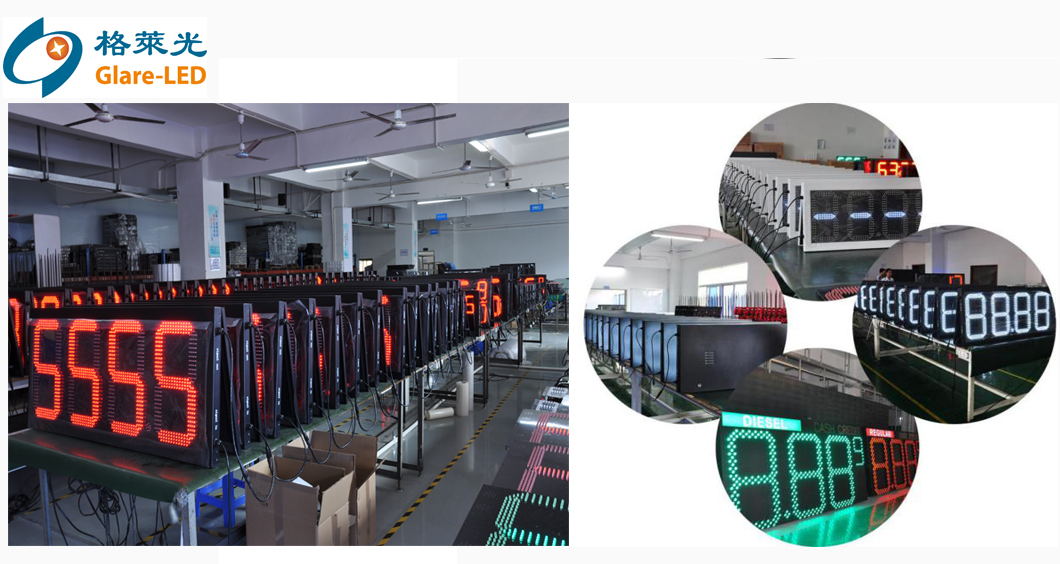 Digit Height 8"-32" Iron Casing Material 24-inch LED Display Board for Gas Station