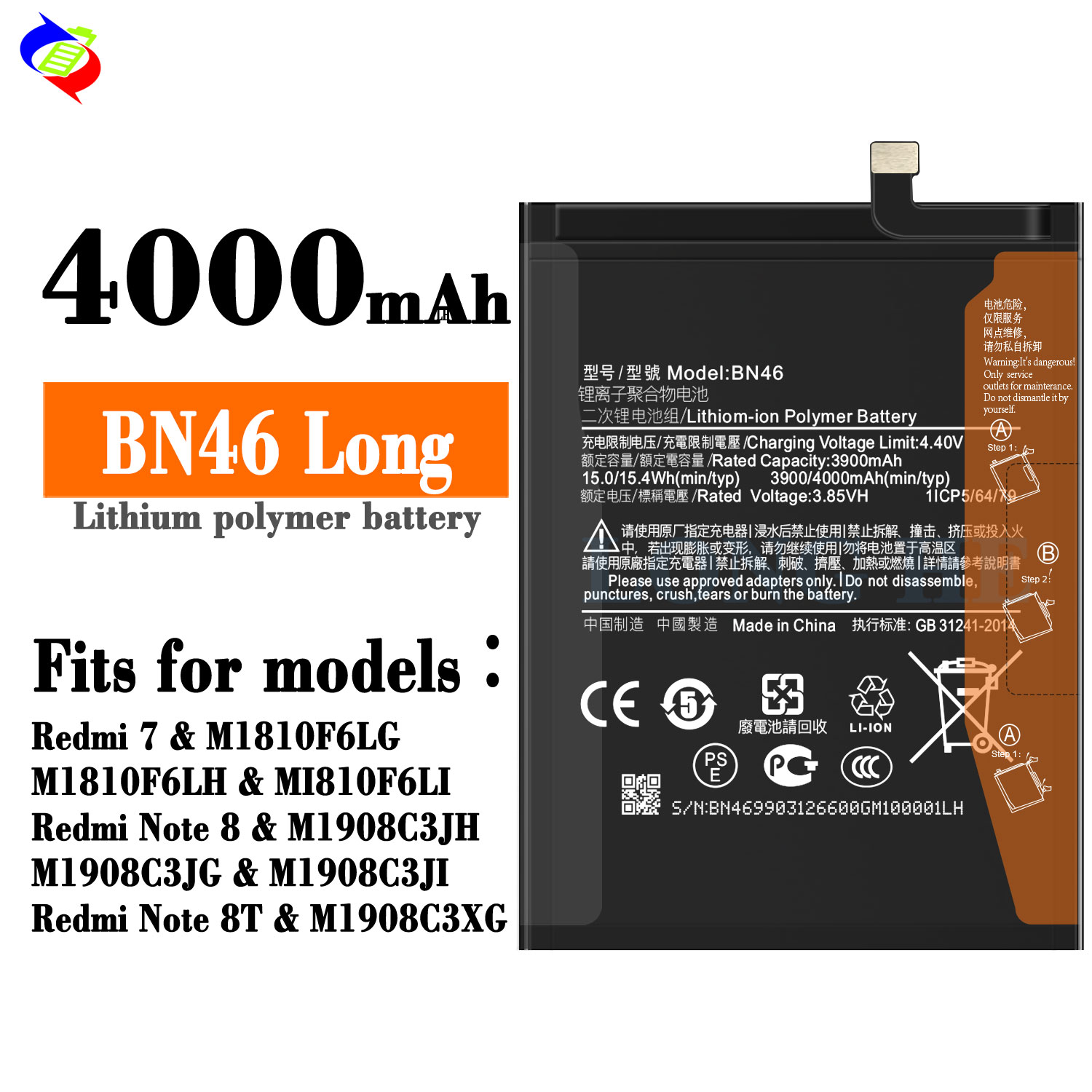 RECHARGABLE Battery for Redmi 7 Note 8 BN46 Mobile Phone Rechargeable