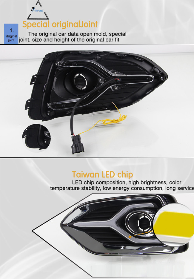 Smrke Led For Hyundai Accent Daytime Running Light 12v Abs With Yellow Signal Light