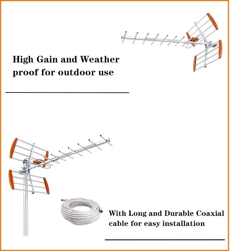 DVBT T2 High Gain Hdtv Digital Indoor Antenna , Uhf Hdtv Antenna 15dBi
