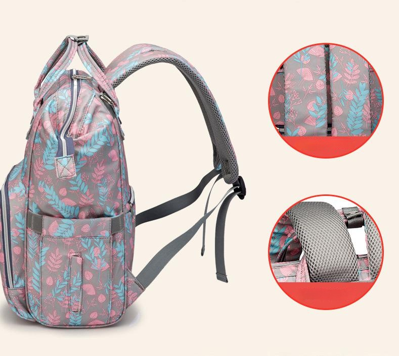 FashionTravel Backpack Baby Large Capacity Mommy Diaper Bag Designer Nursing Bag floral insulated mummy Bag With Stroller Strap