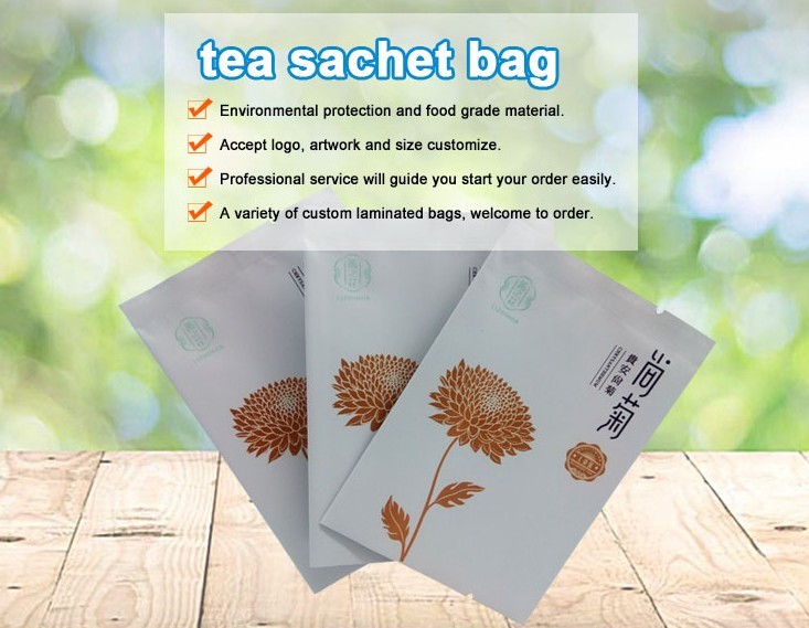 Green coffee tea bags/ plastic tea sachet packaging bag /small tea coffee sugar bag