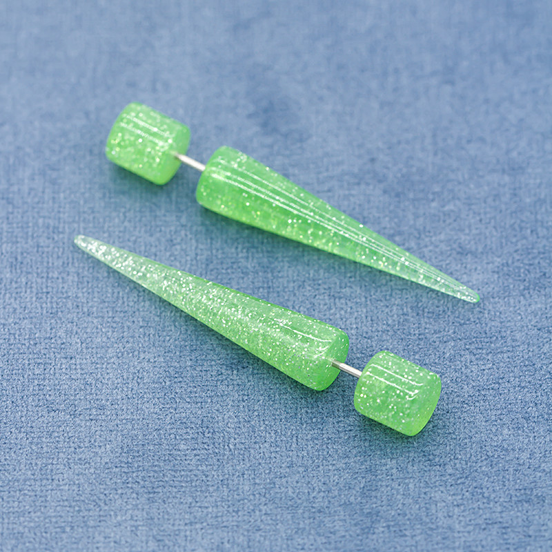 18G 6mm Green Spiral Ear Tapers Glitter Acrylic Tapers For Stretching