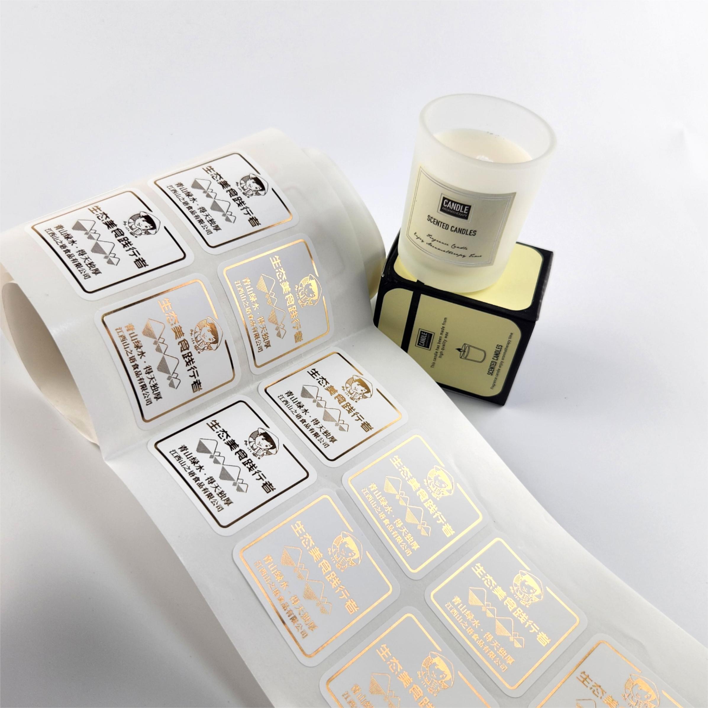 OEM Custom Candle Label Printing Personalized Spot UV Metallic Candle Labels