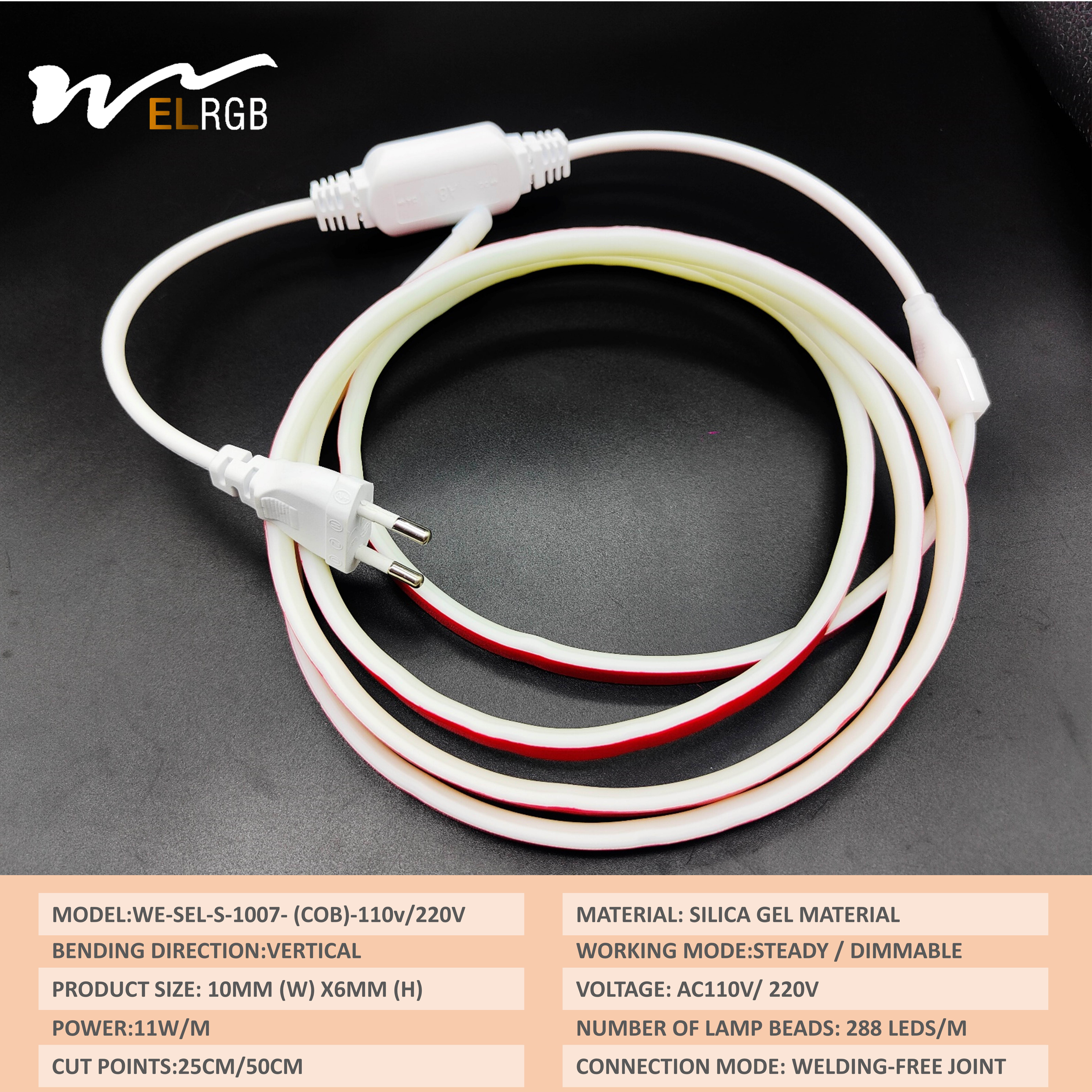 110V / 220V LED Strip Light Super Bright 288Leds/m COB Light Bar Waterproof Flexible Rope