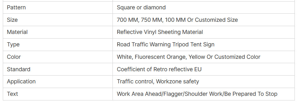 High Visibility Emergency Warning Sign Traffic Portable Folding ODM 700mm