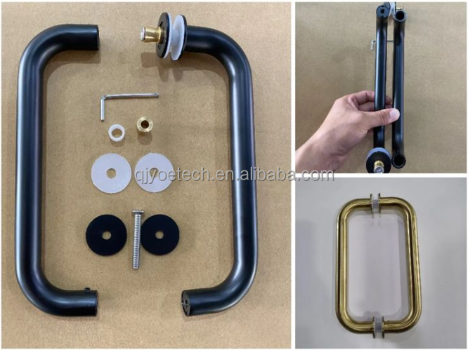 Customized Color Tempered Glass Single Frameless Shower Door with Solid Hinged Handle