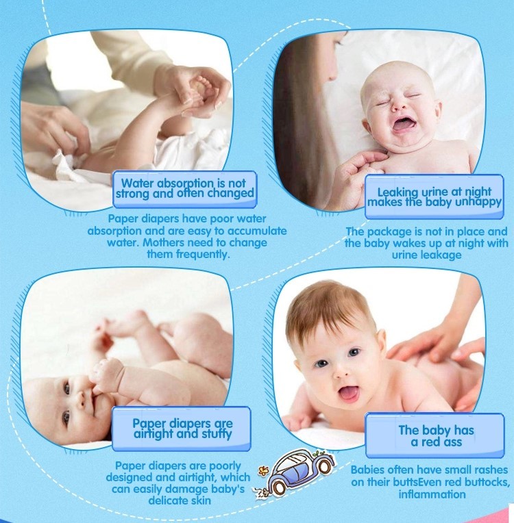 S M L XL Blue ADL Layer Eco Friendly Disposable Baby Nappies