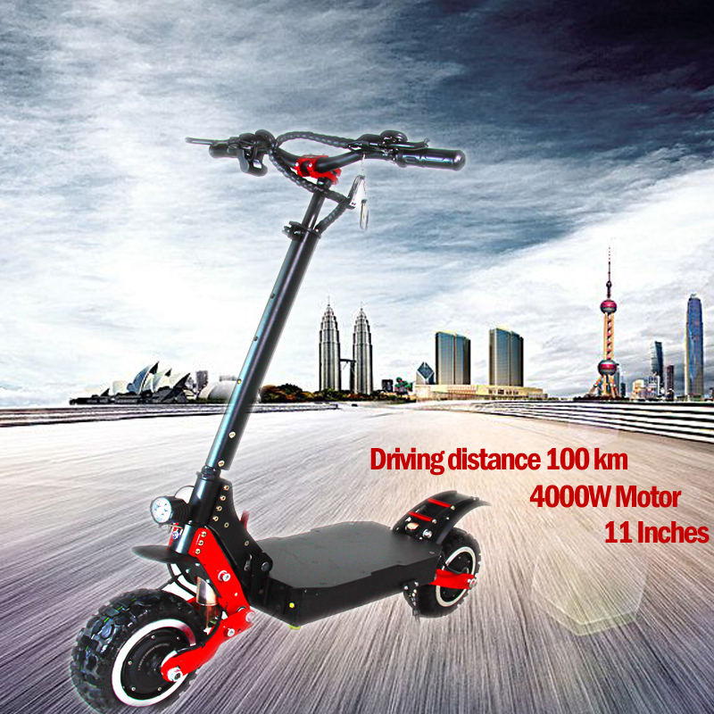 Big Wattage 11 Inch Lightweight Folding Electric Scooter Hydraulic Oil Brake