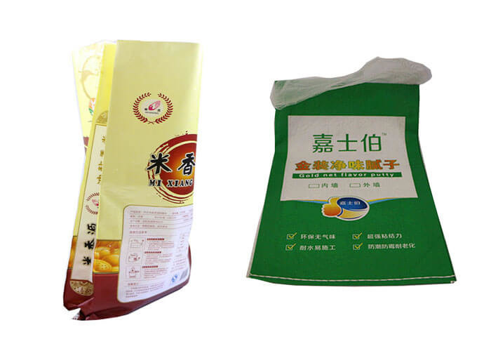 Single Folded Woven Plastic Sacks , Custom Reusable Rice Packing Bags