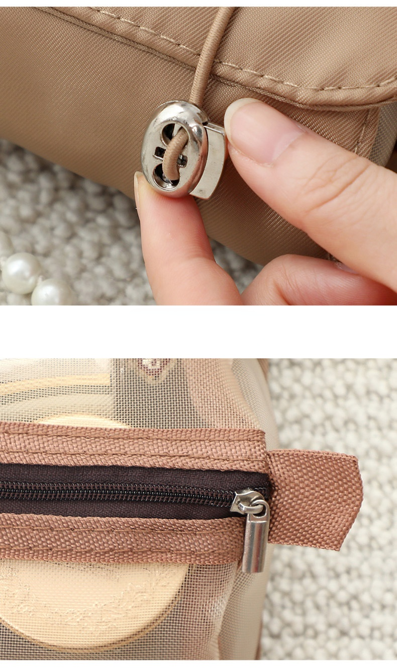 Brushes Lipstick Storage Cosmetic Bag Organizer Travel Nylon Mesh Toiletry Bag