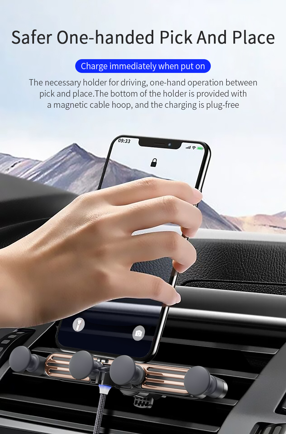 Grid Gravity Car Holder Gravity Sensor For 65-88mm Mobile Phone
