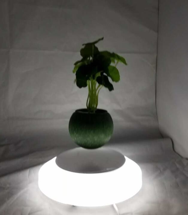 customize led light magnetic levitate floating bottom air bonsai tree flower pots