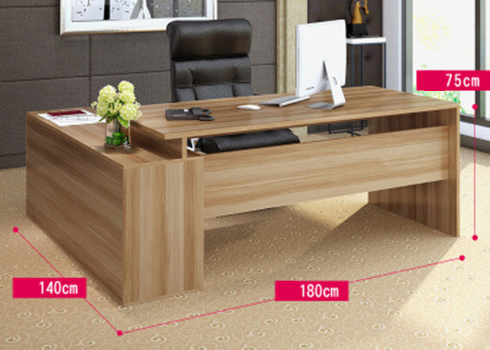Beautiful Manager Office Furniture / Modern Office Desk Light Walnut / Black Color Custom