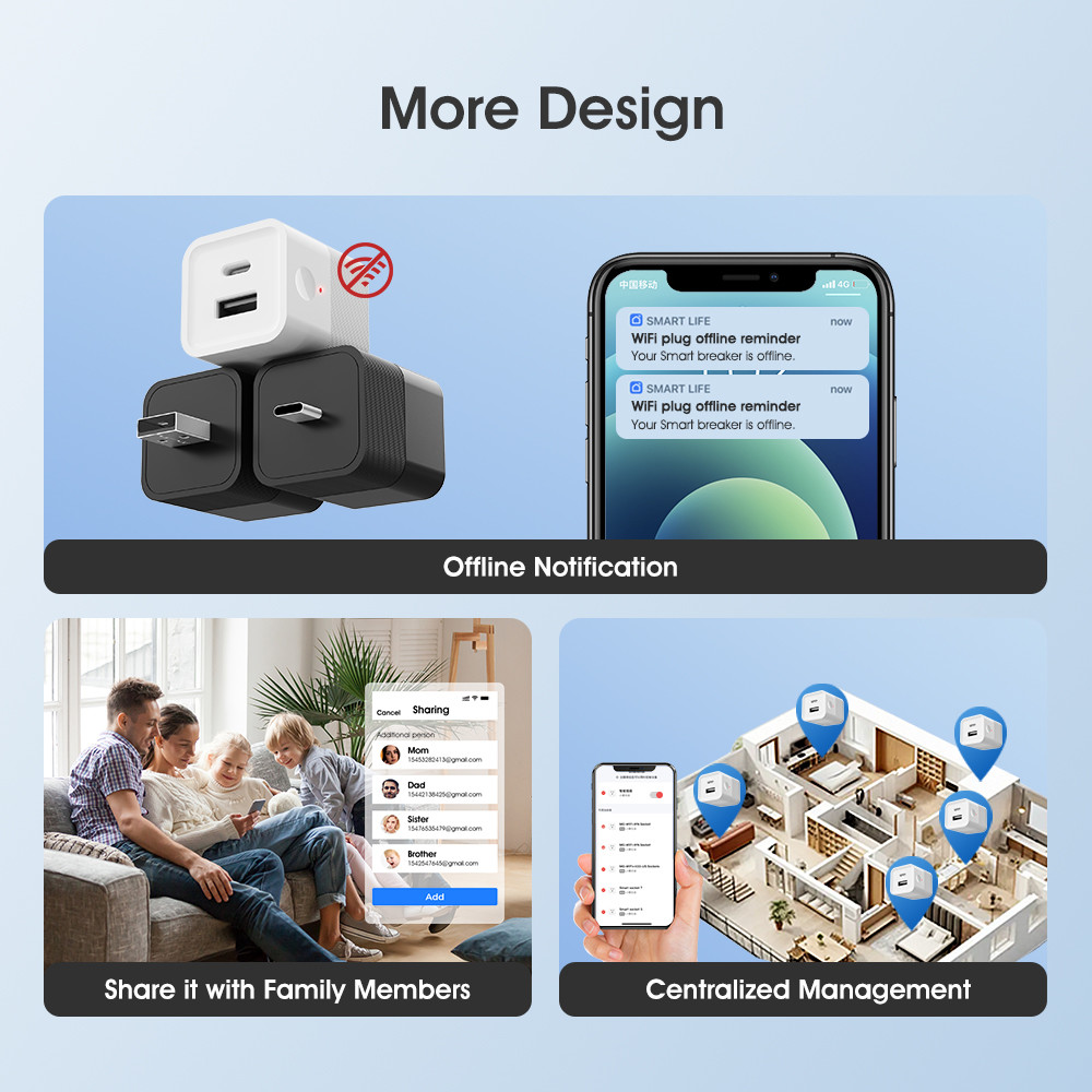 Tuya Smart WiFi Mini Portable Power Adapter – 5V Micro USB & Type-C Charger Plug with Wireless APP Control, Timing, Voice Commands, Alexa Compatible