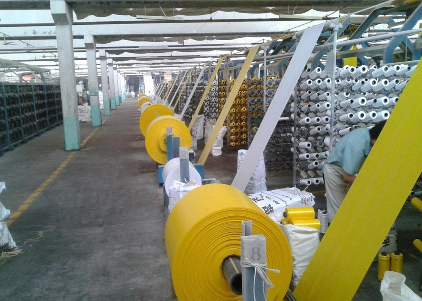 Green Color PP Tubular Woven Fabric , PP Woven Sack Fabric Waterproof