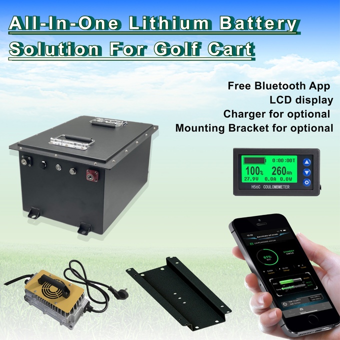 51.2V 105Ah Golf Carts LiFePO4 Battery, 100A BMS, 2560Wh Energy