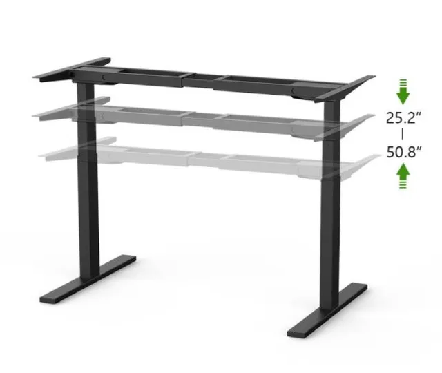 Height Adjustable PANEL Desk Frame 2 Stage Single Motor for Home Office in Wood Style
