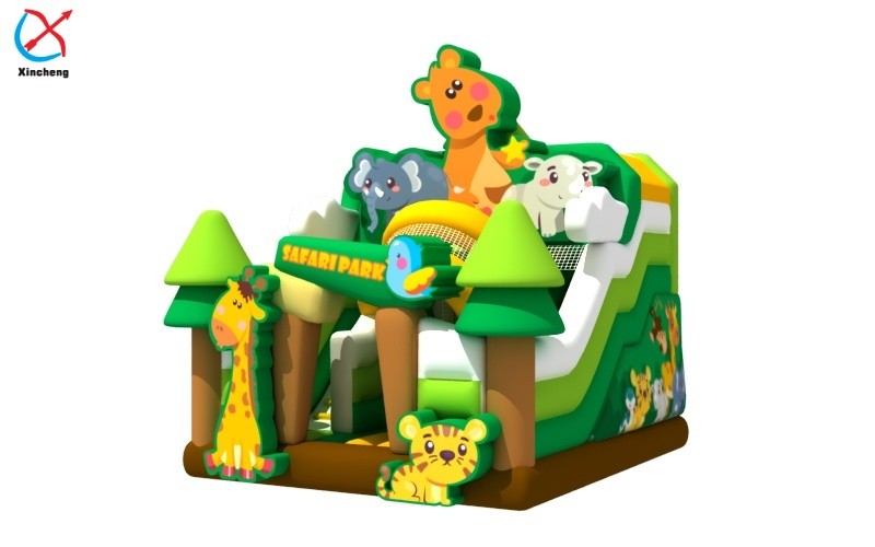 Customized Inflatable Bouncer Castle With Slide Safari Park Bouncy House