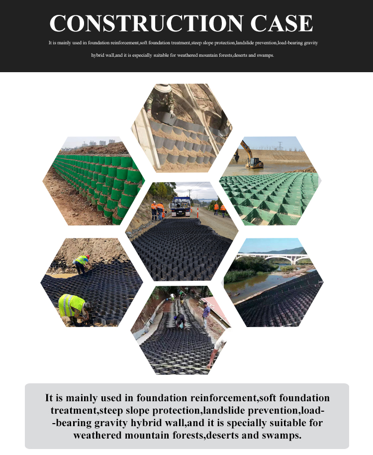 Online Technical Support HDPE Black Green Plastic Geocell for Slope Protection Ground Grid
