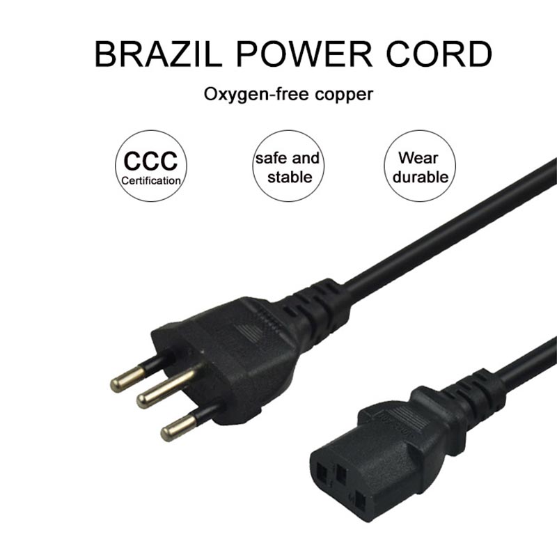 ISO9001 Brazil Electrical Power Cord 220v Computer Power Cable 1meter