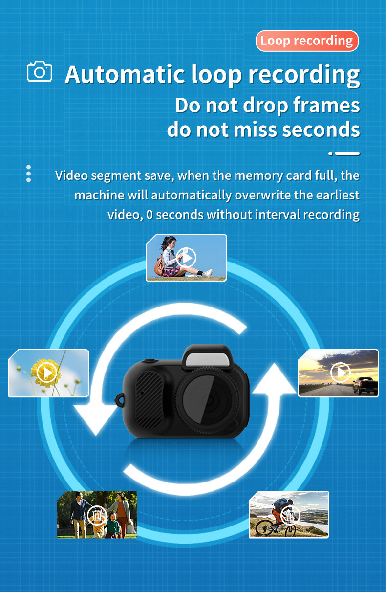 Y3000 Mini Digital Camera Loop Recording Portable HD 1080P Camera With 0.96 Inch Screen 8 Filter Effects For Kids Digital Camera