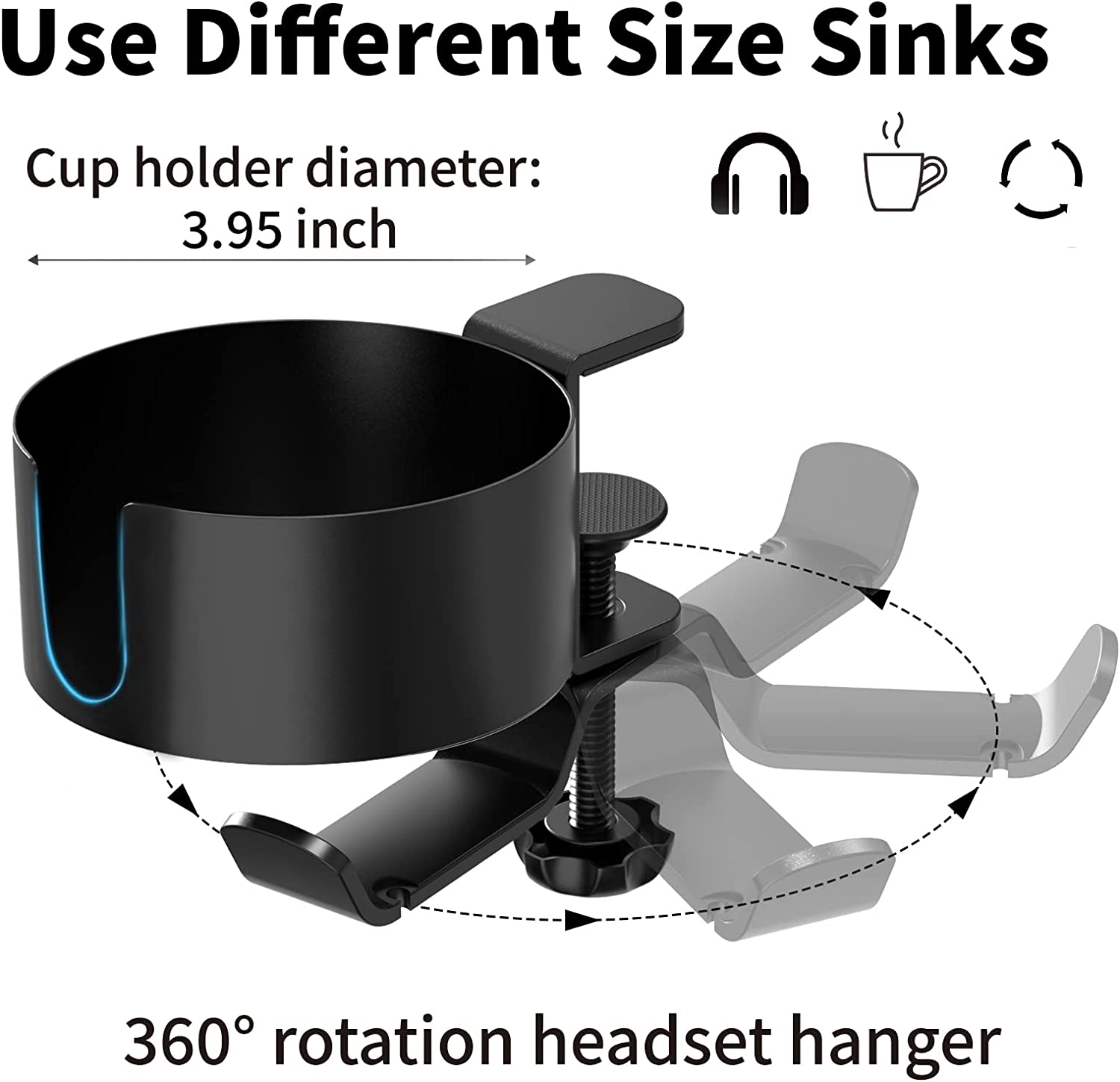 Multifunctional Desk Cup Holder 360 Degree Rotation for Anti-Spill Water Bottle Stand