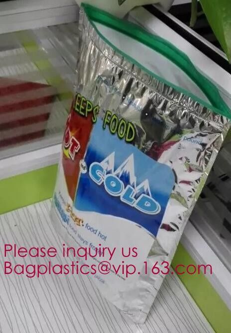 Aluminum Foil Insulated Cooler Bags Waterproof Folding Thermal Lunch Bag,Zip-Lock Grocery Handle Thermal Insulation Cool