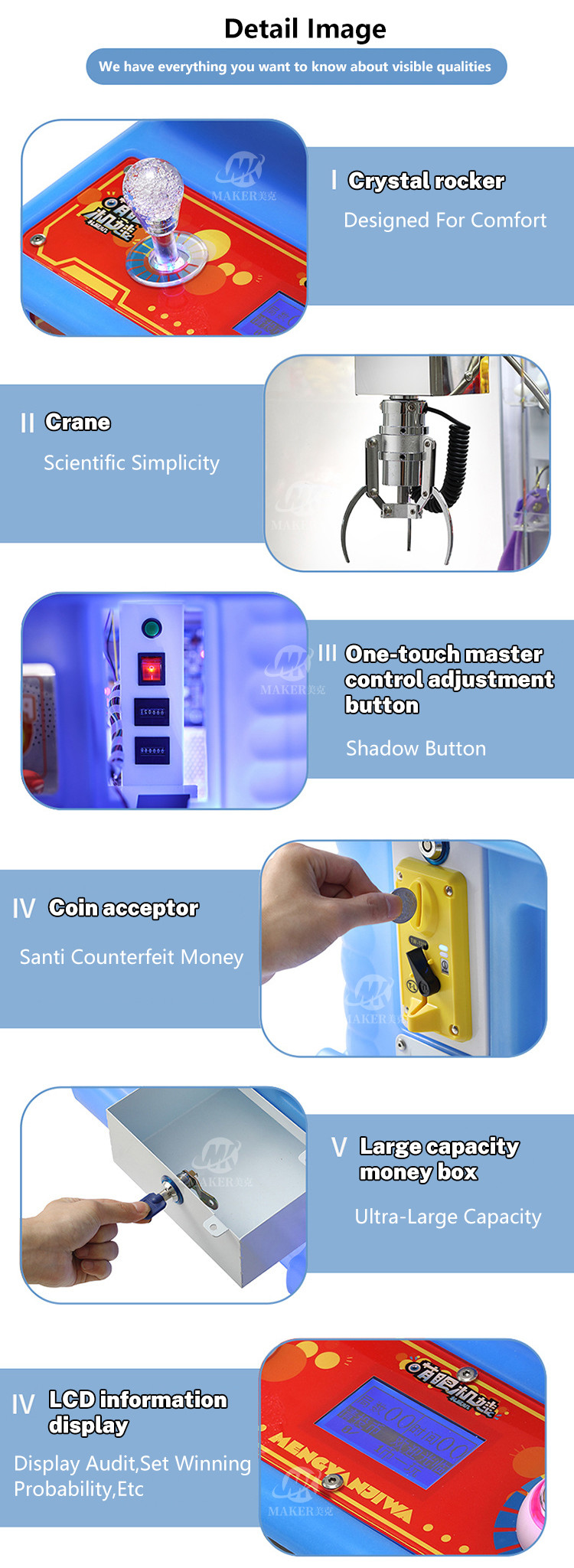 New Designed Mini Claw Machine Coin Operated Amusement Gift Game Machine Small Toy Claw Crane Doll Machine