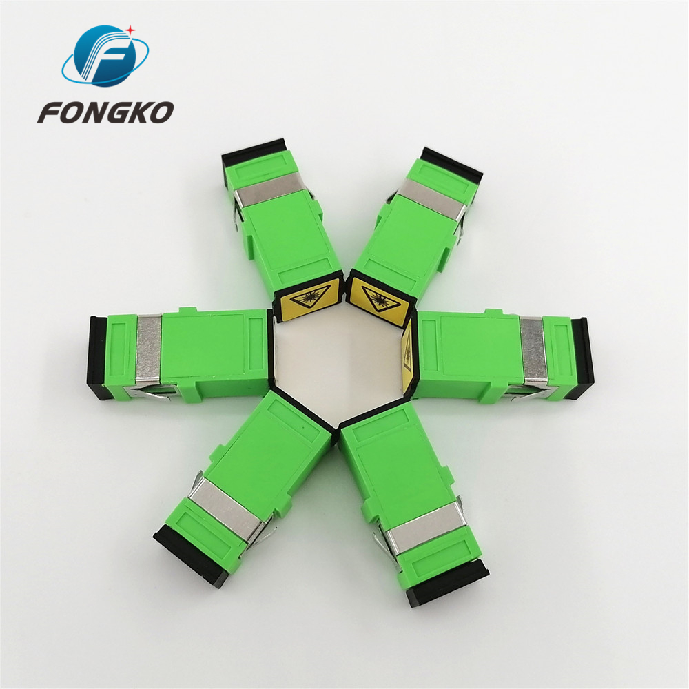 Black Auto Shutter SC/APC Adapter SC Simplex Green Shell Singlemode Fiber Optic Adapters