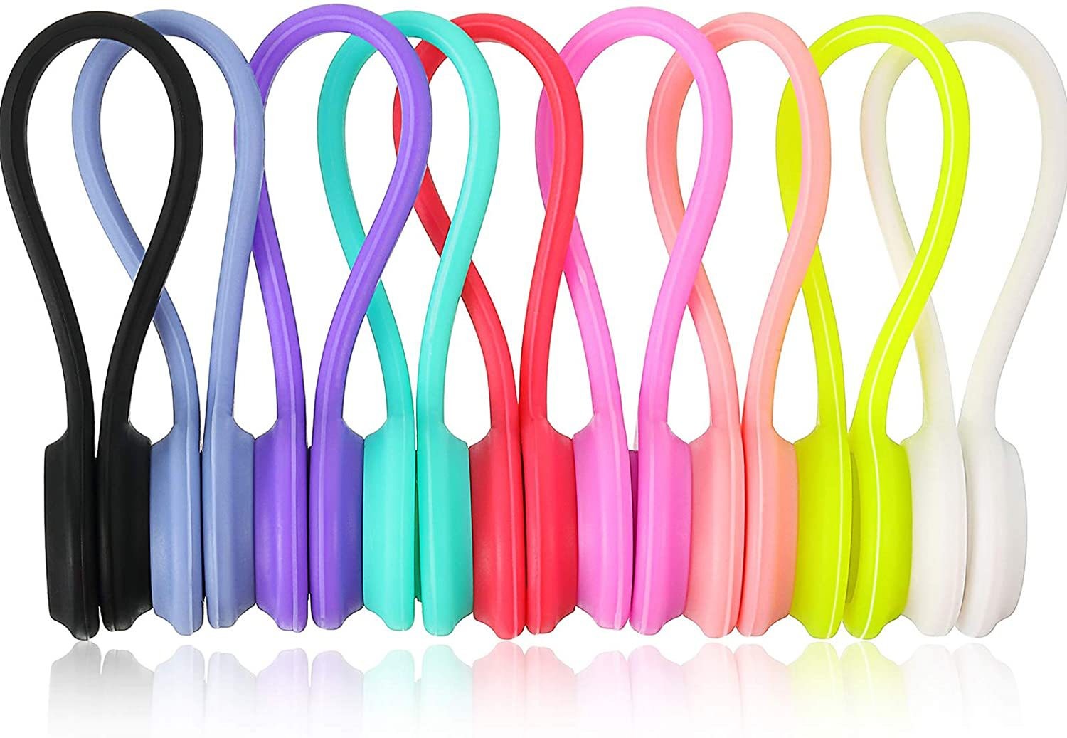 Silicone Magnetic Cable Ties Reusable Cable Organizers Earbuds Cords USB Cable Manager Keeper Wrap Ties Straps Bookmark