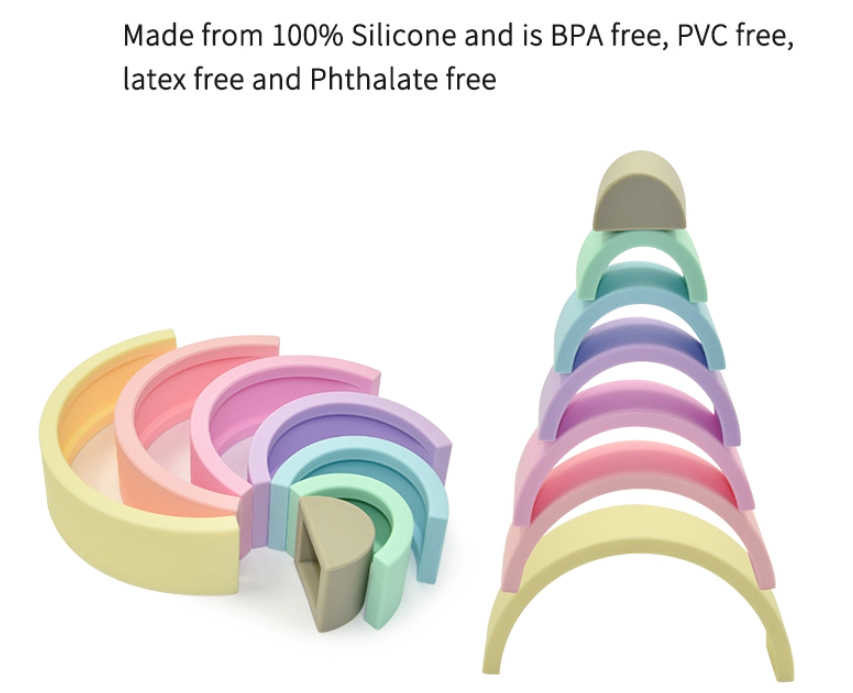 Rainbow Soft Silicone Block Baby Silicone Toys For Educational Colorful