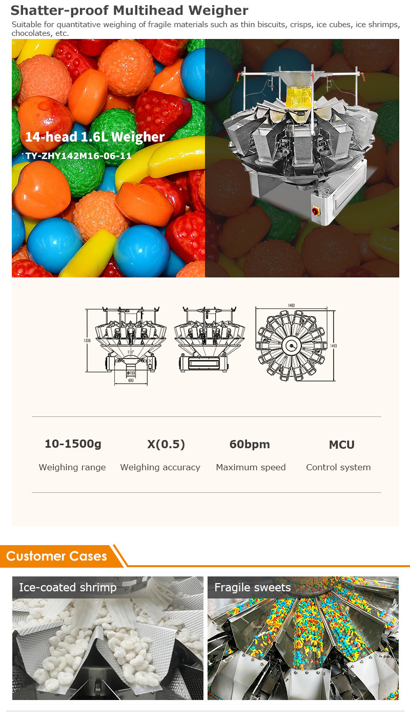 Automatic Dried Vegetables Weighing Digital Scales Multihead 14 Heads Dried Fruits Combination Weigher